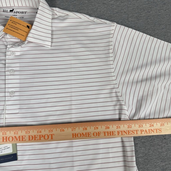 Horn Legend HL Sport Size L White Crimson Striped Polo New NWT Preppy Soft Clean - Picture 10 of 12